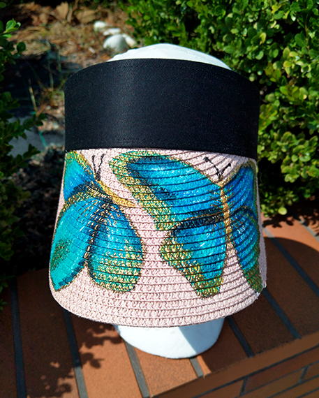Καπέλο γυναικείο, visor με χειροποίητη ζωγραφιά Butterfly