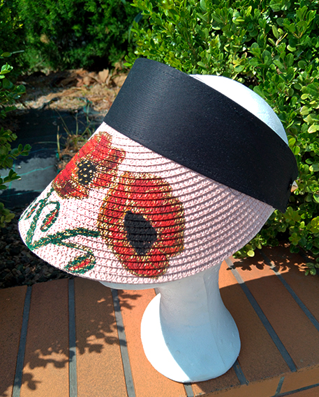 Καπέλο γυναικείο, visor με χειροποίητη ζωγραφιά Poppy
