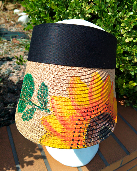 Καπέλο γυναικείο, visor με χειροποίητη ζωγραφιά SunFlower