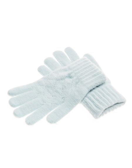 Γάντια πλεκτά γαλάζια με πλέξη ρόμβου